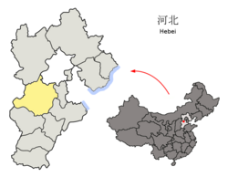Location of Baoding Prefecture within Hebei (China)
